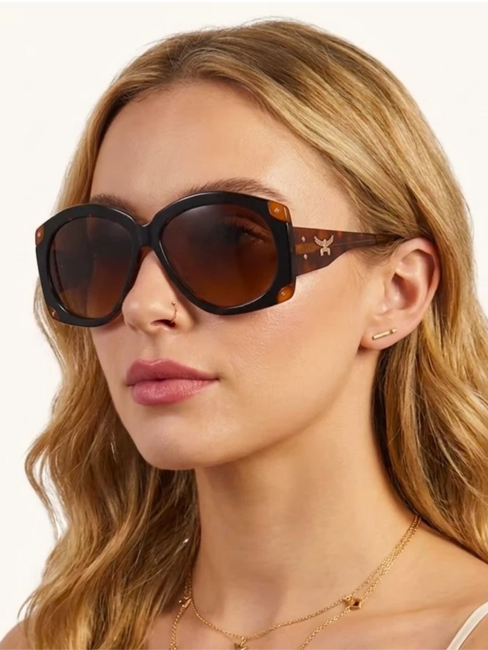 New MCM Black and Brown Oversized Gradient Oval Sunglasses Authentic